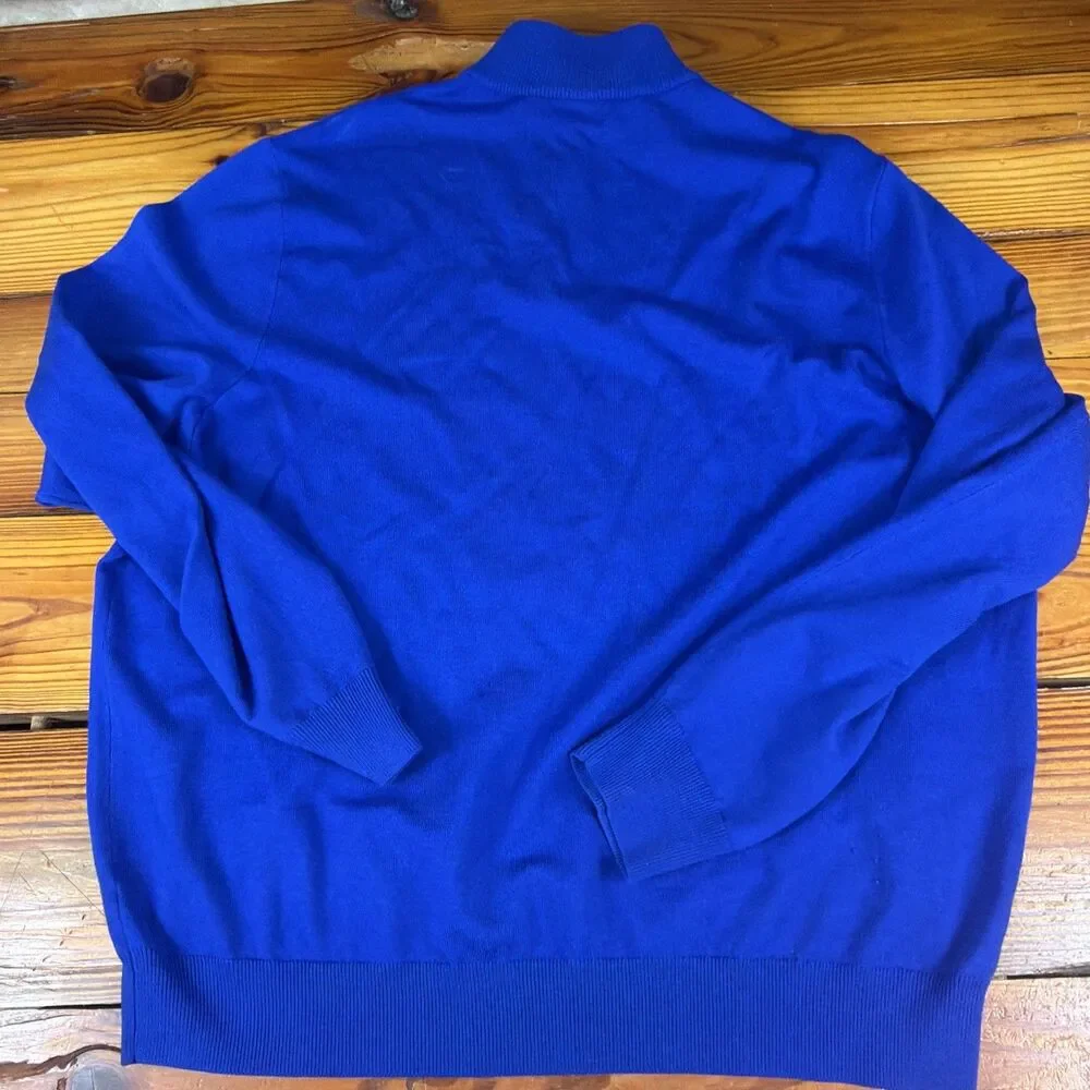 Polo Ralph Lauren Golf 100% Merino Wool Blue 1/4 Zip Sweater XXL Tiny Flaw-photo